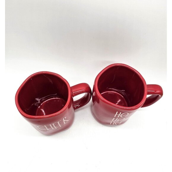 Rae Dunn Artisan Collection Magenta Christmas Coffee Cups Mug Pair  Cheer, Ho,Ho - Picture 4 of 10